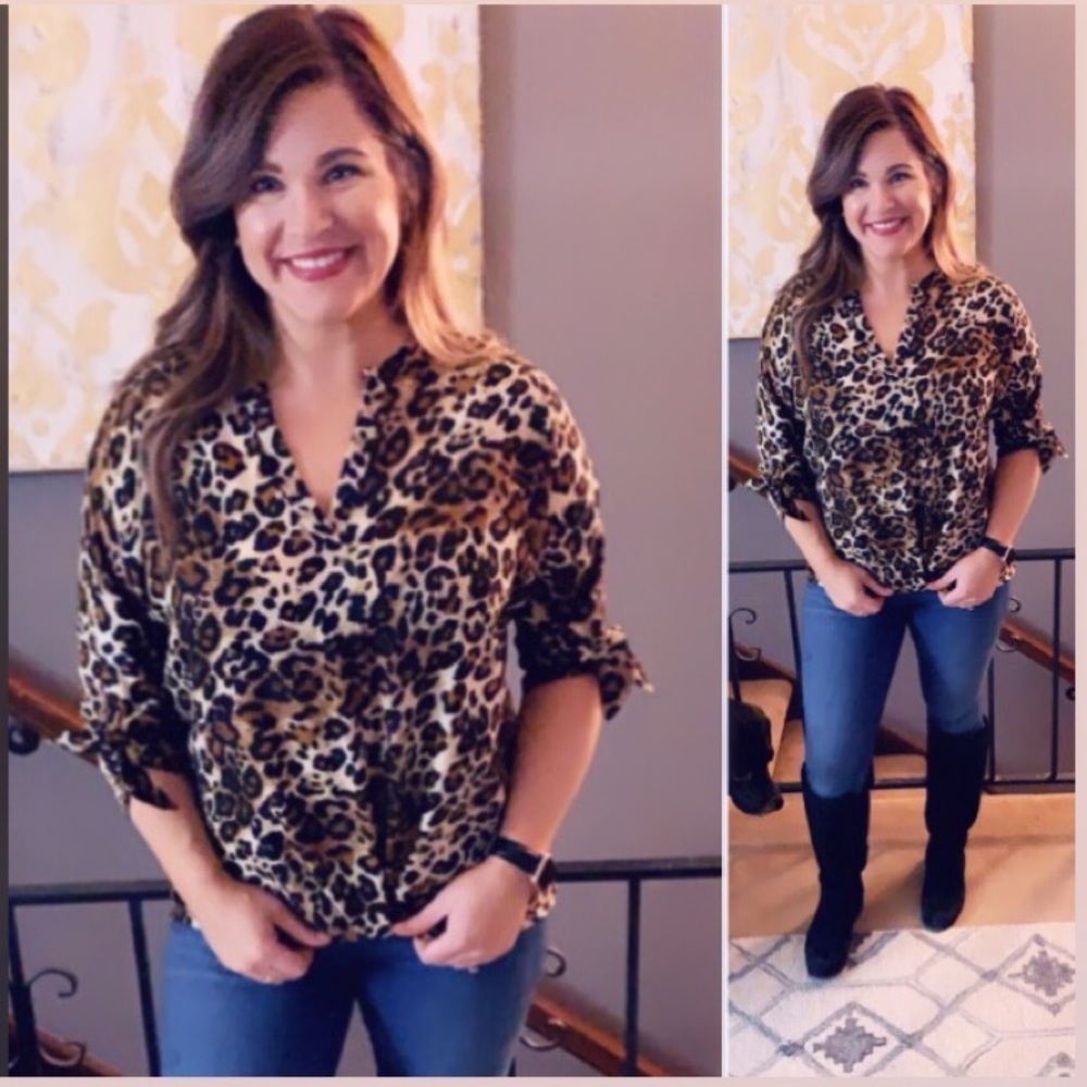 🖤Three Quarter Cheetah Top🖤